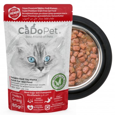CaDoPet Yaş Kedi Maması 85g Sığır Etli Tahılsız