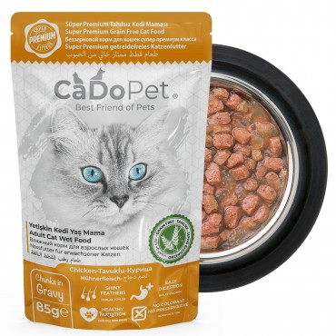 CaDoPet Tahılsız Süper Premium Yaş Kedi Maması 85g Tavuklu