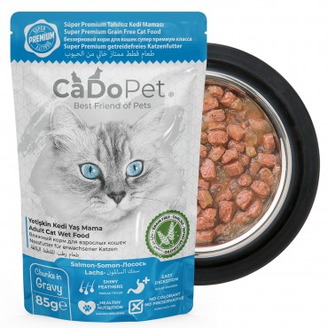 CaDoPet Yaş Kedi Maması 85g Somonlu Tahılsız